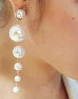 Trendy Elegant Big Simulated Pearl Long Wedding Party Statement Drop Earrings - Toi ‘n’ Moi Ltd