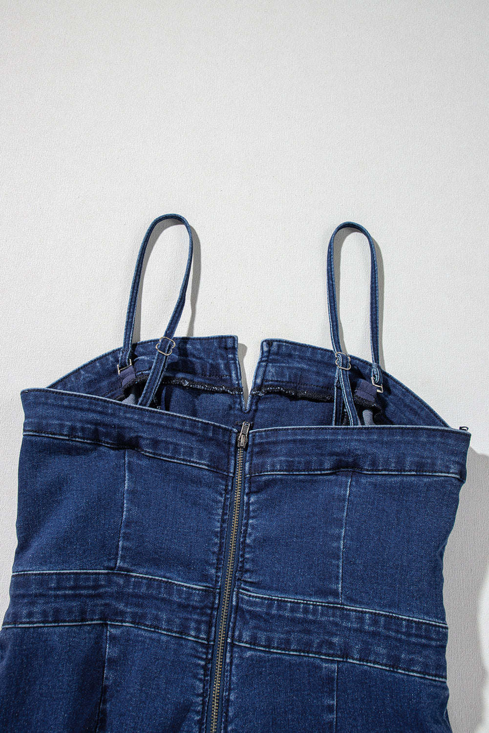 Black Seamed Zipper Spaghetti Strap High Waist Flared Jumpsuit - Toi ‘n’ Moi Ltd