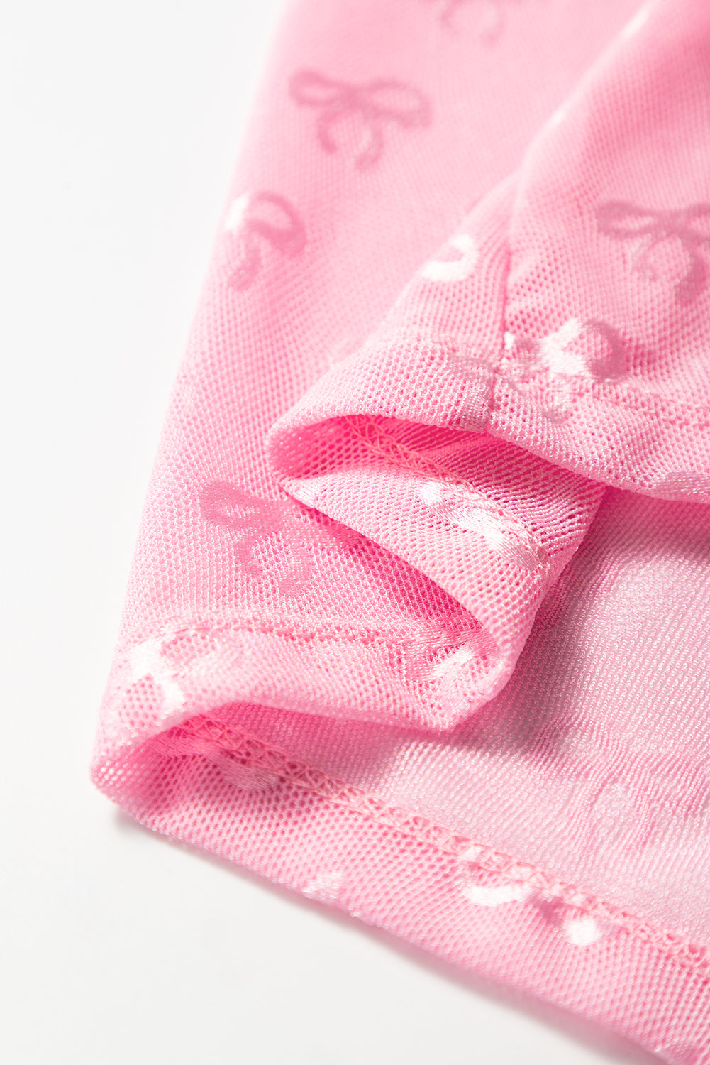 Black Bow Pattern Long Sleeve Slim Fit Mesh Top - Toi ‘n’ Moi Ltd