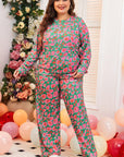 Black Plus Size Printed Long Sleeve and Pants Lounge Set - Toi ‘n’ Moi Ltd