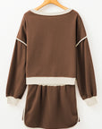 Black Contrast Trim Loose Pullover and Lace-up Waist Skort Set - Toi ‘n’ Moi Ltd