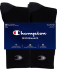 Champion Mens Crew Sock, 8 Pack in Black - Toi ‘n’ Moi Ltd