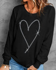 Black Rhinestone Heart Pattern Valentines Fashion Sweatshirt - Toi ‘n’ Moi Ltd