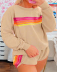 Beau Blue Striped Accent Pullover and Shorts Two Piece Casual Set - Toi ‘n’ Moi Ltd