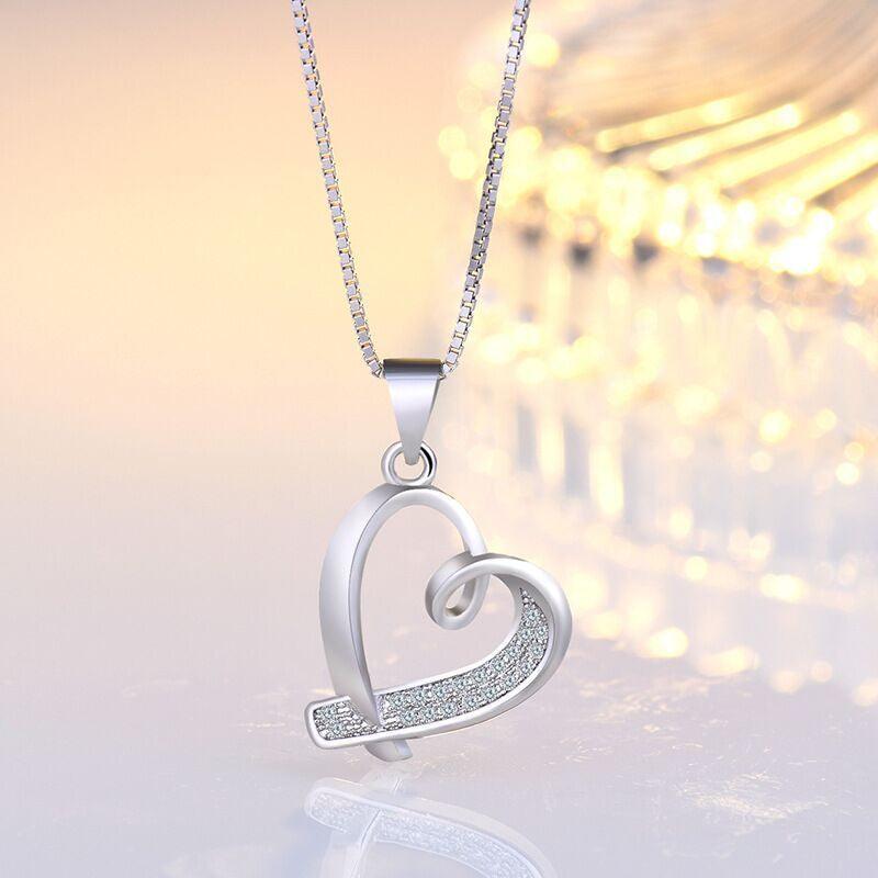 925 Sterling Silver Crystal Heart Pendant Necklace Women Girls Jewellery Gift - Toi ‘n’ Moi Ltd
