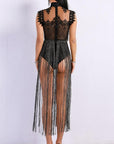 Black Fringe Bodysuit Dress - Toi ‘n’ Moi Ltd