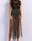 Black Fringe Bodysuit Dress - Toi ‘n’ Moi Ltd