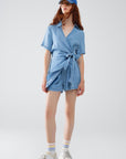 Blue Tencel Denim Wrap Front Jumpsuit - Toi ‘n’ Moi Ltd