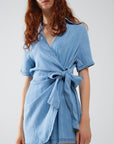 Blue Tencel Denim Wrap Front Jumpsuit - Toi ‘n’ Moi Ltd