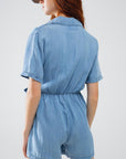 Blue Tencel Denim Wrap Front Jumpsuit - Toi ‘n’ Moi Ltd