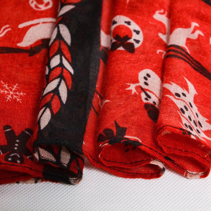 Womens Ladies Christmas Festive Scarf Santa Claus Snowman Print Winter Gifts UK - Toi ‘n’ Moi Ltd