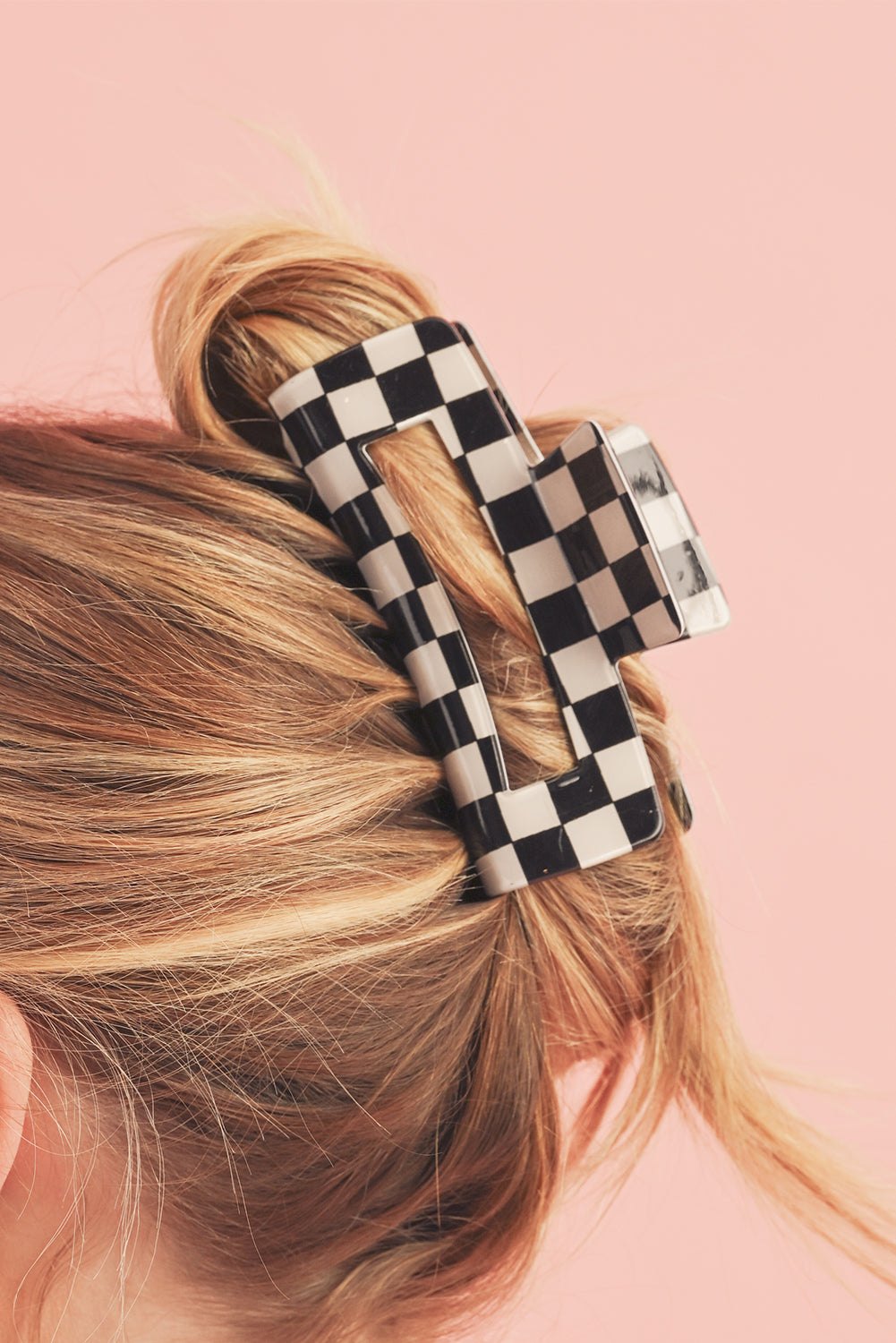 Black Checkered Print Hollow Out Hair Clip - Toi ‘n’ Moi Ltd