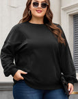 Black Loose Patchwork Crewneck Plus Size Sweatshirt - Toi ‘n’ Moi Ltd