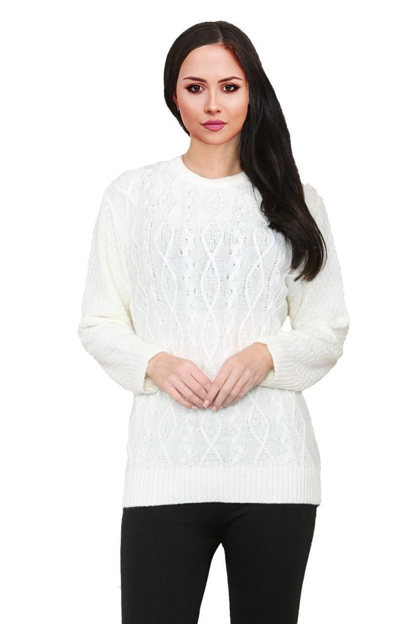 Women Long Sleeve Chunky Cable Knitted Crew Neck Winter Sweater Jumper Top - Toi ‘n’ Moi Ltd