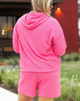 Black Textured Hoodie and Shorts Plus Size Two Piece Set - Toi ‘n’ Moi Ltd