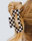 Black Checkered Print Hollow Out Hair Clip - Toi ‘n’ Moi Ltd