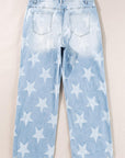 Beau Blue High Waist Star Pattern Plus Size Jeans - Toi ‘n’ Moi Ltd