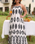 Black Plus Size Western Print Halter Maxi Dress - Toi ‘n’ Moi Ltd