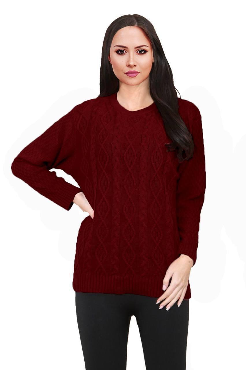Women Long Sleeve Chunky Cable Knitted Crew Neck Winter Sweater Jumper Top - Toi ‘n’ Moi Ltd