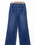 Jean taille haute à jambes larges et poches bleu marine