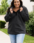 Black Plus Size Quilted Button Up Henley Sweatshirt - Toi ‘n’ Moi Ltd