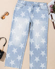 Beau Blue High Waist Star Pattern Plus Size Jeans - Toi ‘n’ Moi Ltd