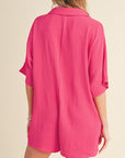 Black Plain Half Button Collared Pocket Loose Romper - Toi ‘n’ Moi Ltd