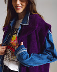 Gilet ouvert à chevrons avec col style châle en violet