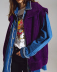 Gilet ouvert à chevrons avec col style châle en violet