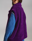 Gilet ouvert à chevrons avec col style châle en violet