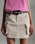 Cargo Mini Skirt in Beige