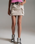 Cargo Mini Skirt in Beige