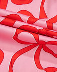 Set pigiama a maniche lunghe con stampa a fiocco rosa da 2 pezzi