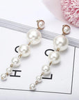 Trendy Elegant Big Simulated Pearl Long Wedding Party Statement Drop Earrings - Toi ‘n’ Moi Ltd