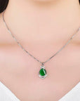 925 Sterling Silver Crystal Water Drop Jade Pendant Necklace Women Jewellery UK - Toi ‘n’ Moi Ltd