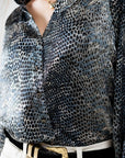 Chiffon Blouse in Grey Leopard Print