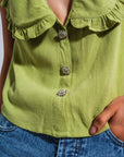 Crop Top With Bib Collar in Green