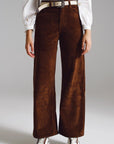 Cropped Cord Pants in Brown