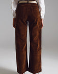 Cropped Cord Pants in Brown