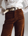 Cropped Cord Pants in Brown
