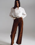 Cropped Cord Pants in Brown