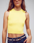 Cropped Knitted Tank Top in Yellow