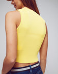 Cropped Knitted Tank Top in Yellow