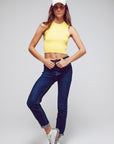 Cropped Knitted Tank Top in Yellow