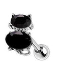 316L Stainless Steel Fancy Black Cat Cartilage Earring - Toi ‘n’ Moi Ltd