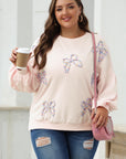 Sweat-shirt oversize à manches lanternes et nœud brodé en parchemin