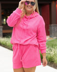 Black Textured Hoodie and Shorts Plus Size Two Piece Set - Toi ‘n’ Moi Ltd