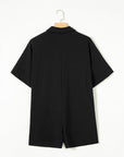 Black Plain Half Button Collared Pocket Loose Romper - Toi ‘n’ Moi Ltd