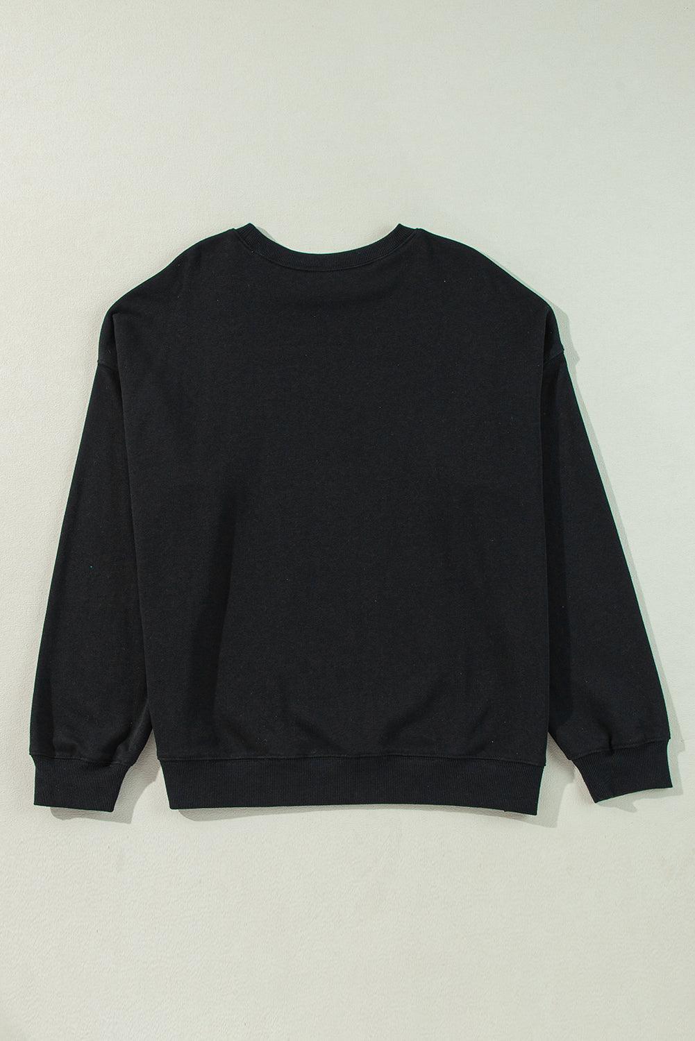 Black Solid Crew Neck Drop Shoulder Plus Size Sweatshirt - Toi ‘n’ Moi Ltd