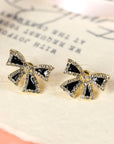 Black Rhinestone Bowknot Stud Earrings - Toi ‘n’ Moi Ltd
